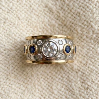 Vintage Golden Inlaid Zirconia Ring