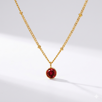 Personalized Ruby Birthstone Pendant Necklace