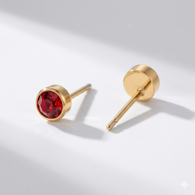 Ruby Birthstone Studs