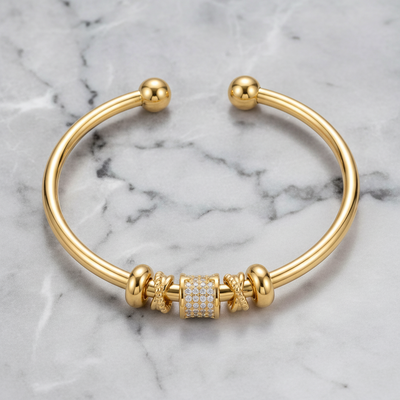 Adjustable Bracelet with Golden Charms