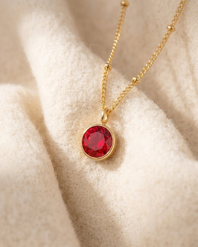 Personalized Ruby Birthstone Pendant Necklace