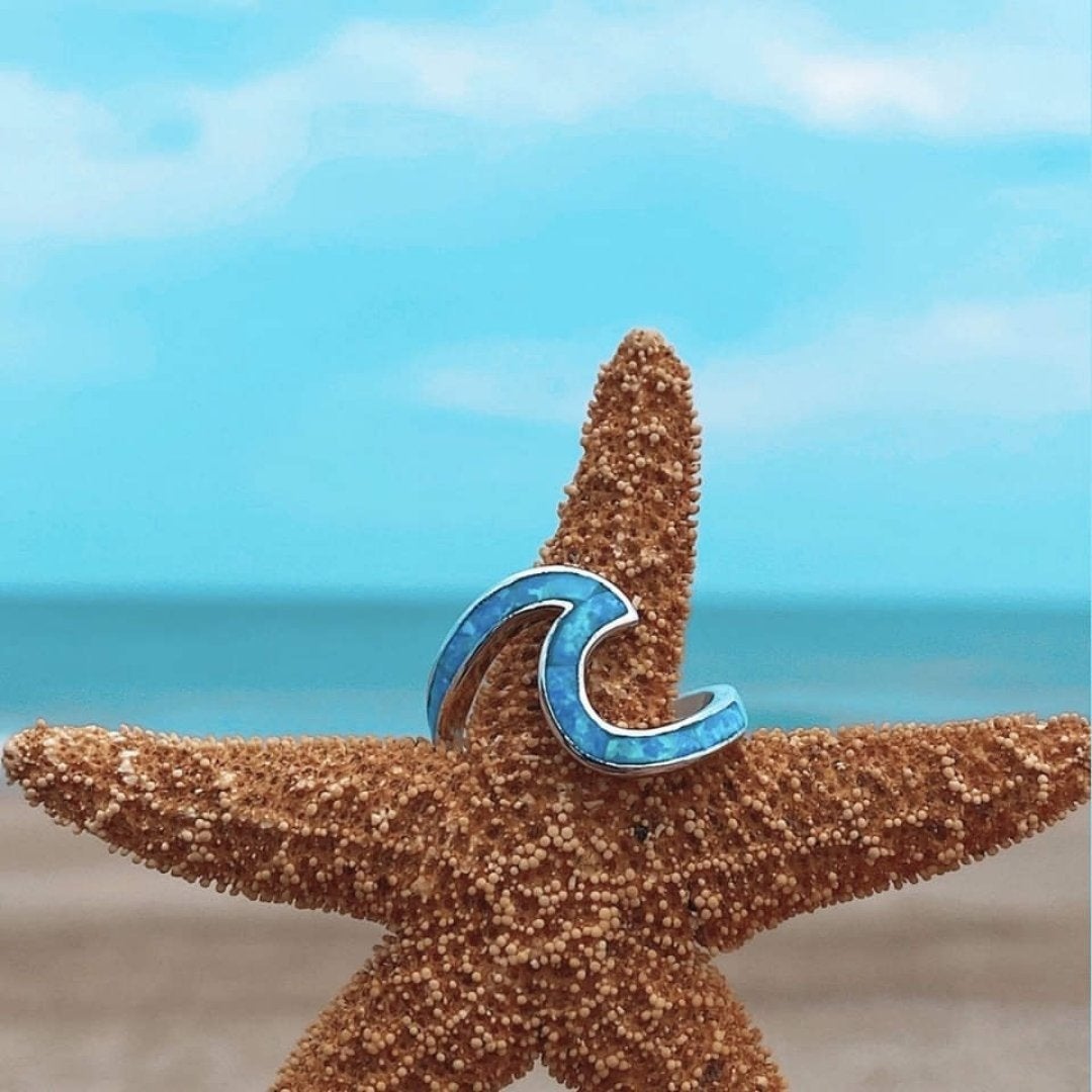 Sea Wave Ring in Blue Opal & Silver