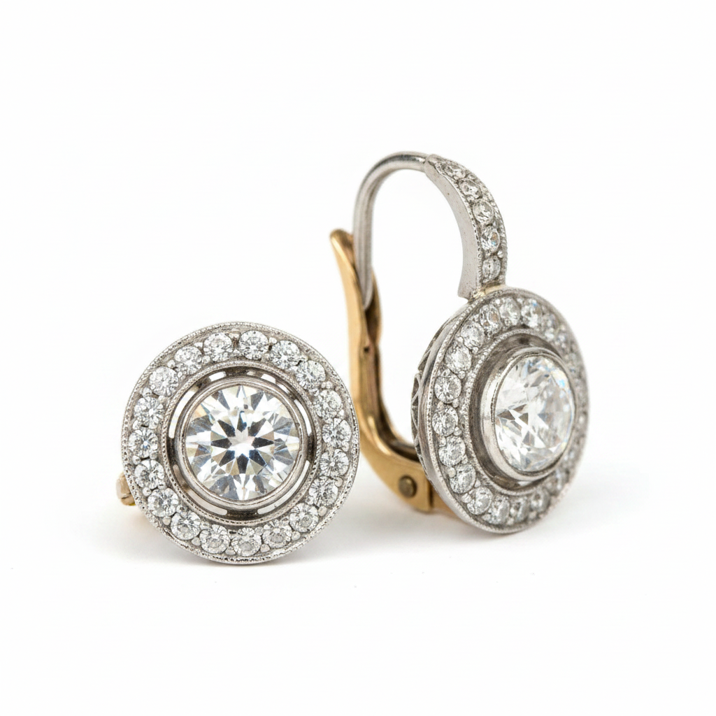 Vintage Silver Earrings with Zirconia