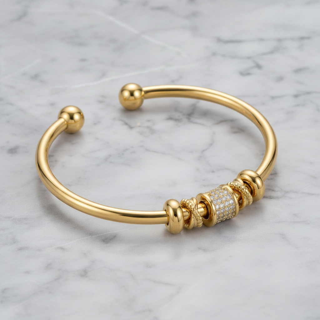 Adjustable Bracelet with Golden Charms