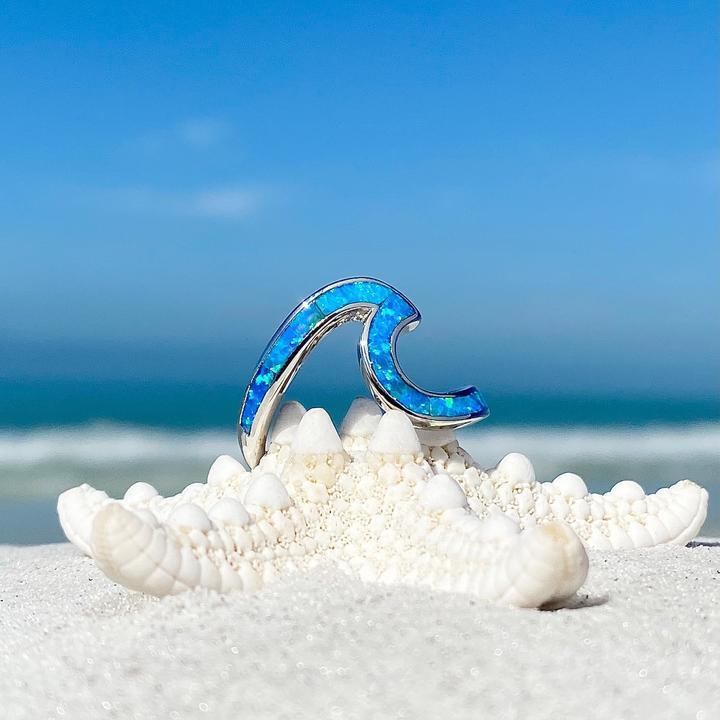 Sea Wave Ring in Blue Opal & Silver