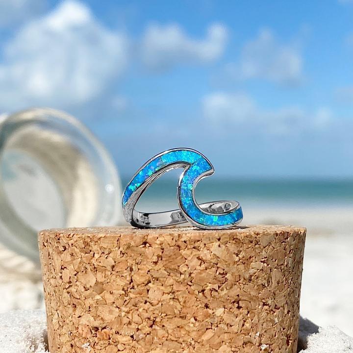 Sea Wave Ring in Blue Opal & Silver