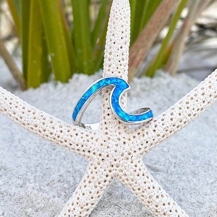 Sea Wave Ring in Blue Opal & Silver