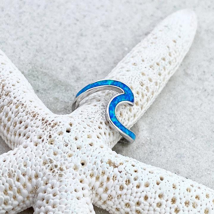 Sea Wave Ring in Blue Opal & Silver