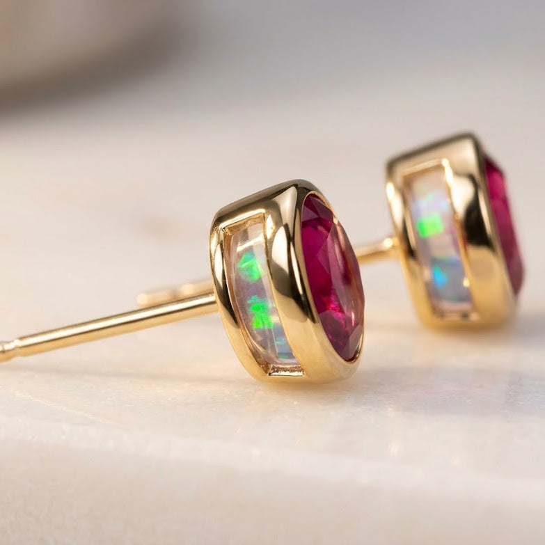 Deep pink Birthstone Studs