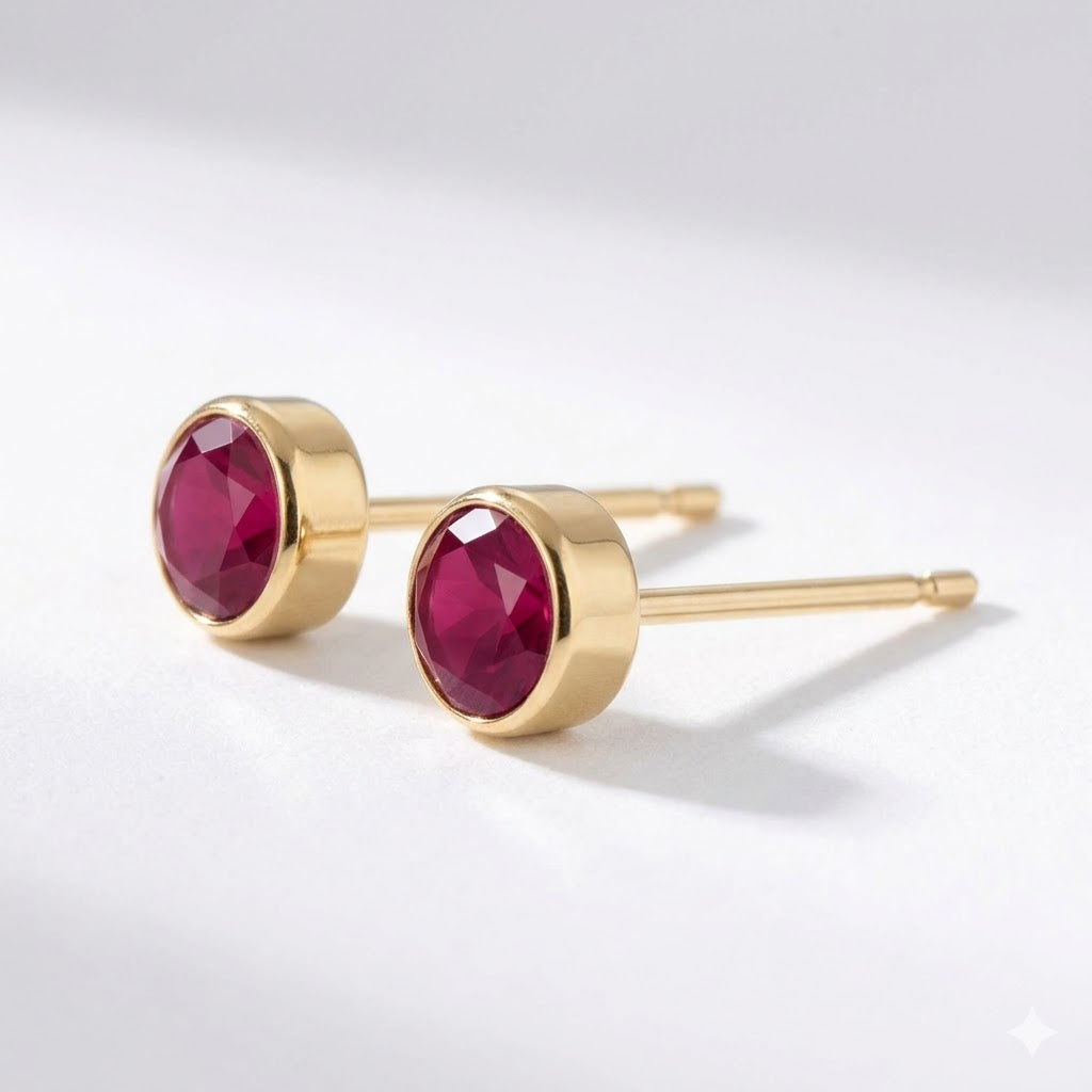Deep pink Birthstone Studs