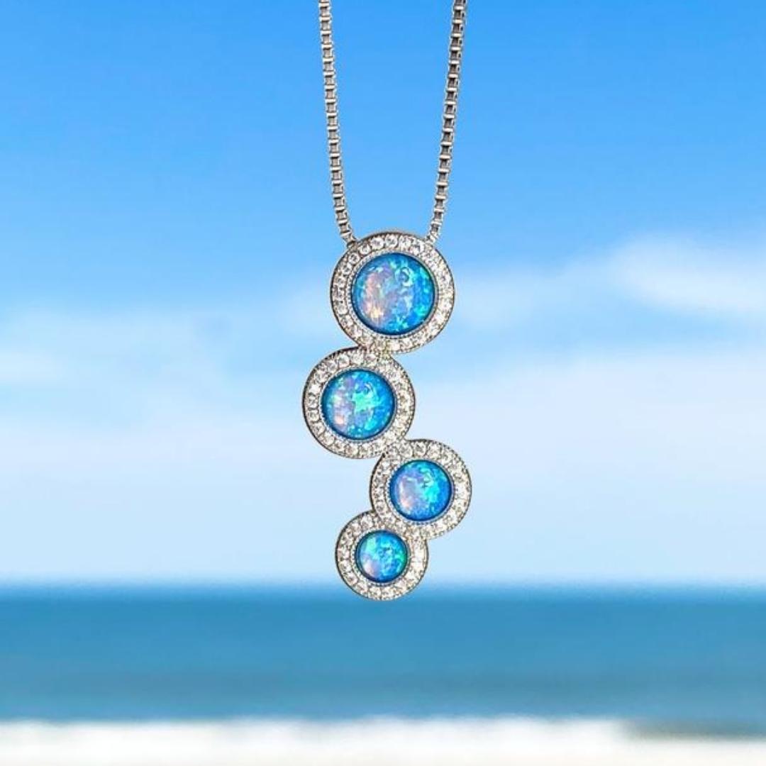 Zircon & Opal Silver Necklace – Luminous Elegance