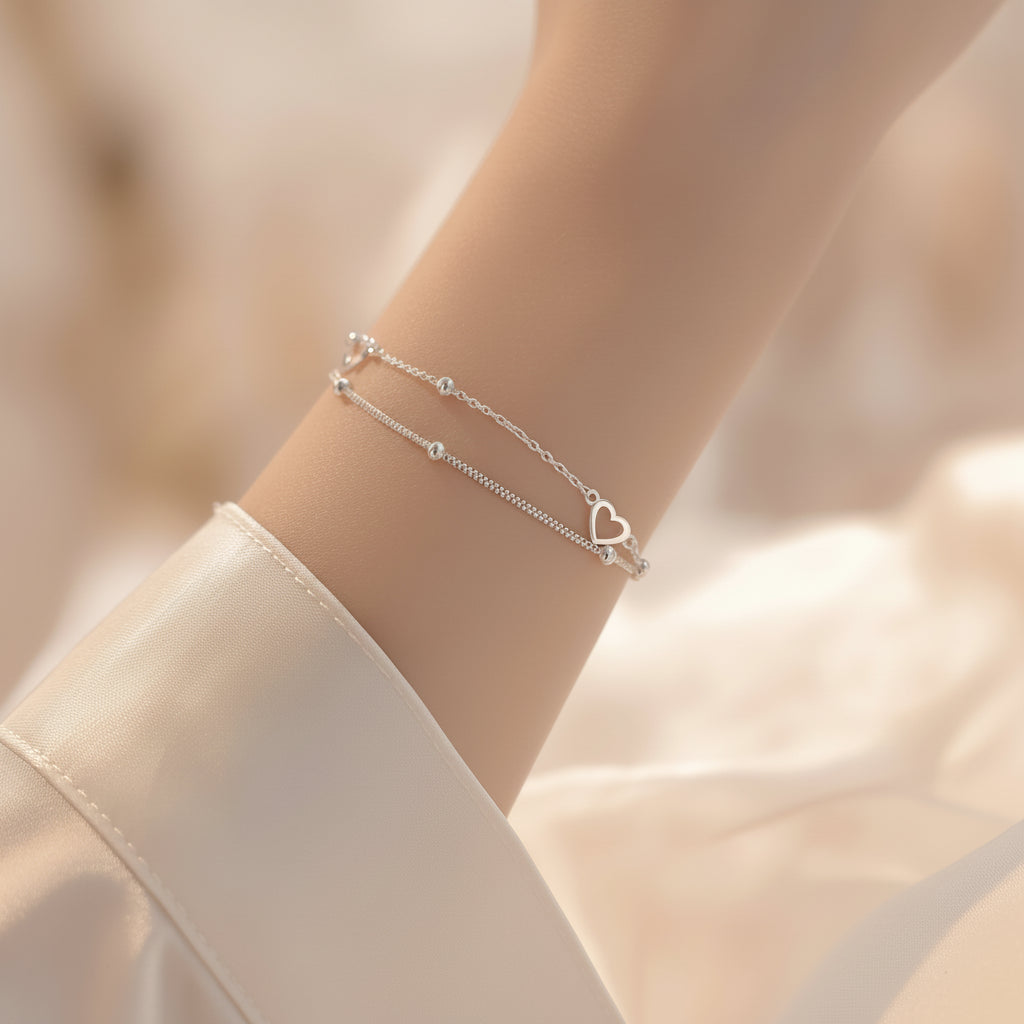 Adjustable Silver Heart Bracelet – Sterling Silver | By Sophi
