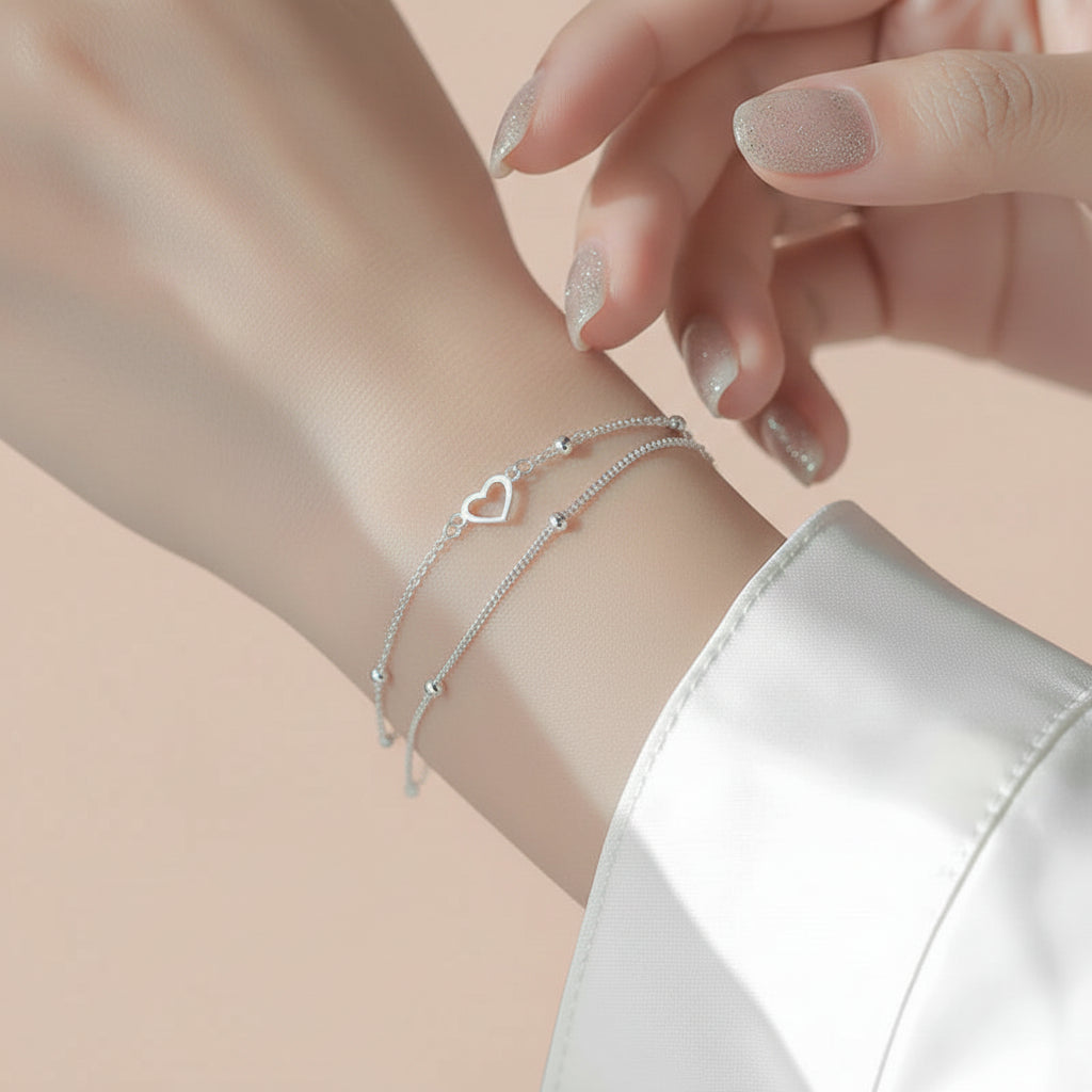 Adjustable Silver Heart Bracelet – Sterling Silver | By Sophi