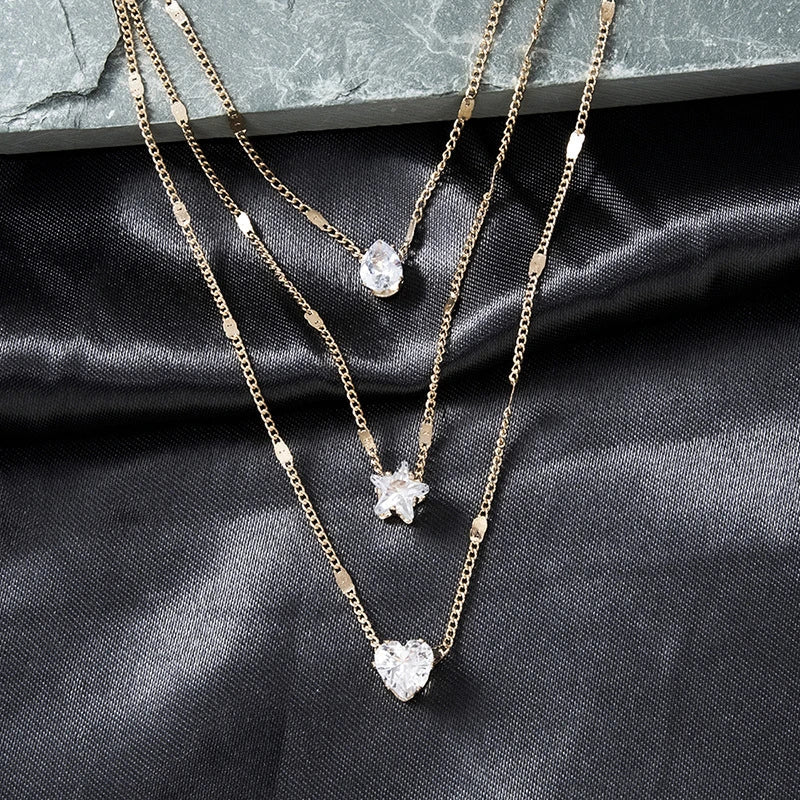Triple Pendant Necklace in Gold
