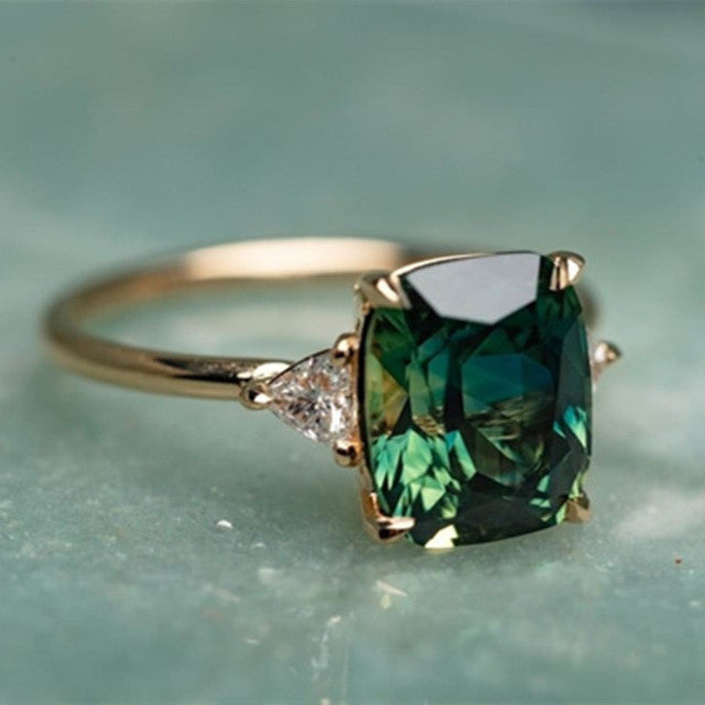 Elegant Square Emerald Ring