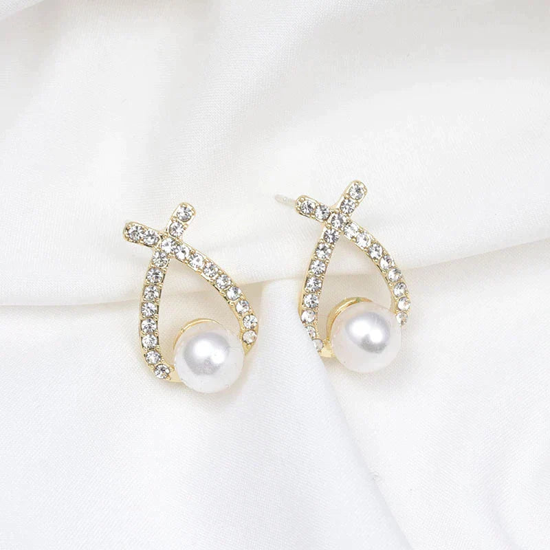 Pearl & Crystal Glitter Earrings –  Luxury Statement Jewelry
