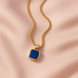 Blue Stone Pendant Necklace in Gold