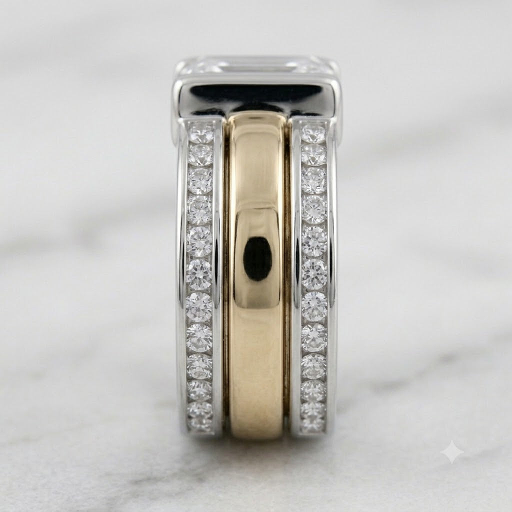 Vintage Two-Tone Inlaid Crystal Glass Ring