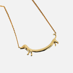 Dachshund Pendant Necklace in Silver and Gold
