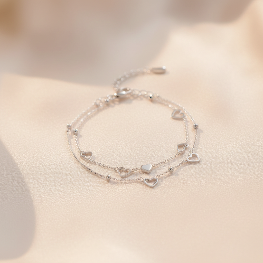 Adjustable Silver Heart Bracelet – Sterling Silver | By Sophi