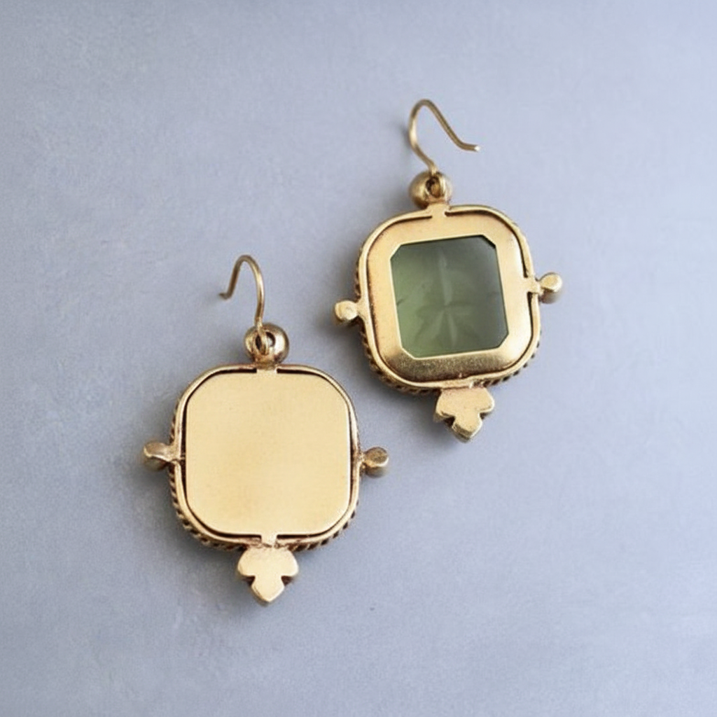 Vintage Green & Pearl Earrings