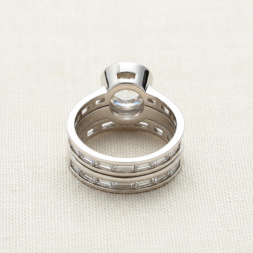 Vintage Layered Crystal Ring in Silver