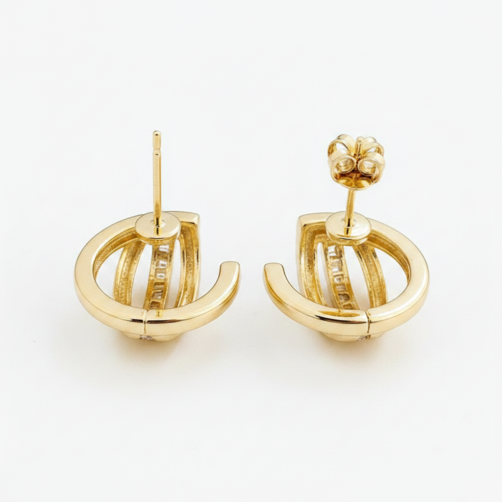 Three-Ring Drop Earrings in Gold