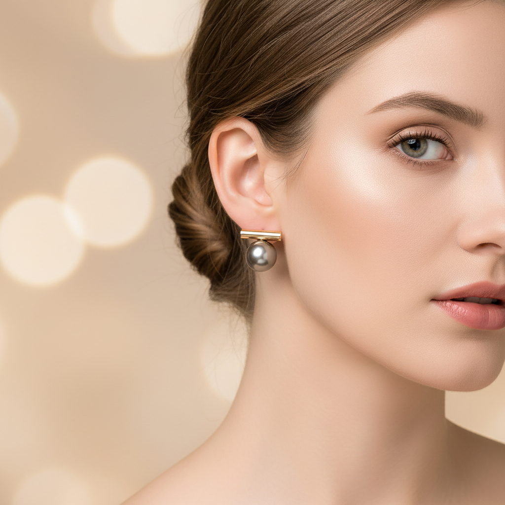 Elegant Dark Pearl Earrings in Gold