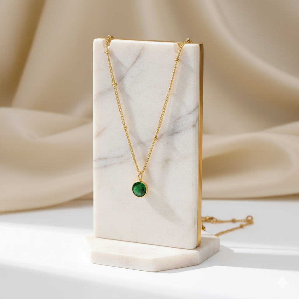 Emerald Birthstone Pendant Necklace