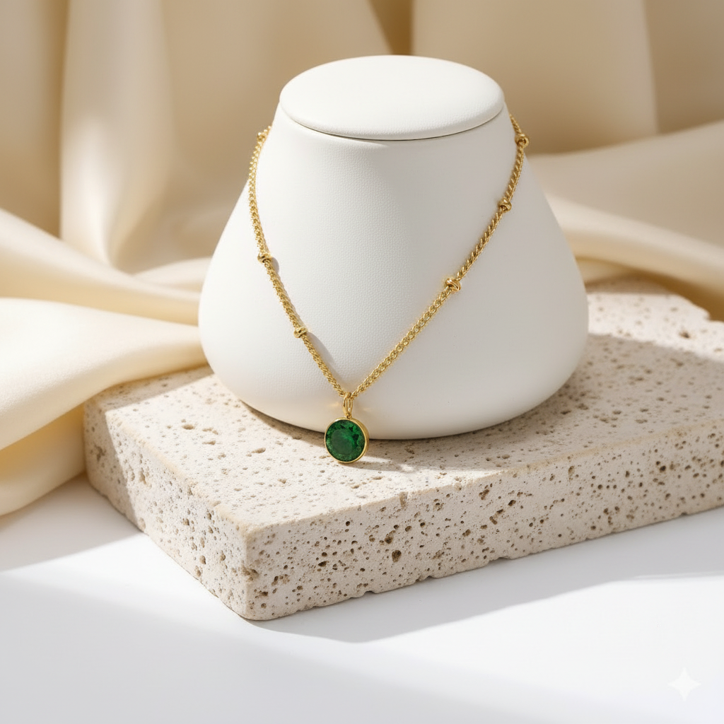 Emerald Birthstone Pendant Necklace