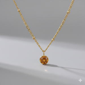 Personalized Amber Birthstone Pendant Necklace