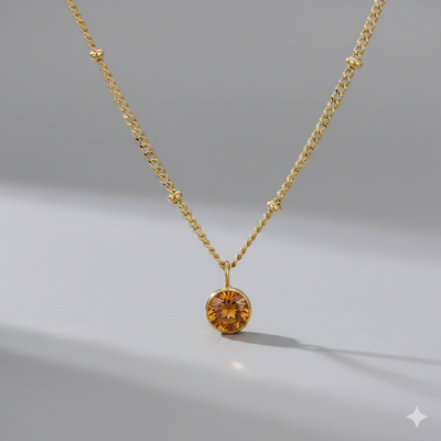 Personalized Amber Birthstone Pendant Necklace