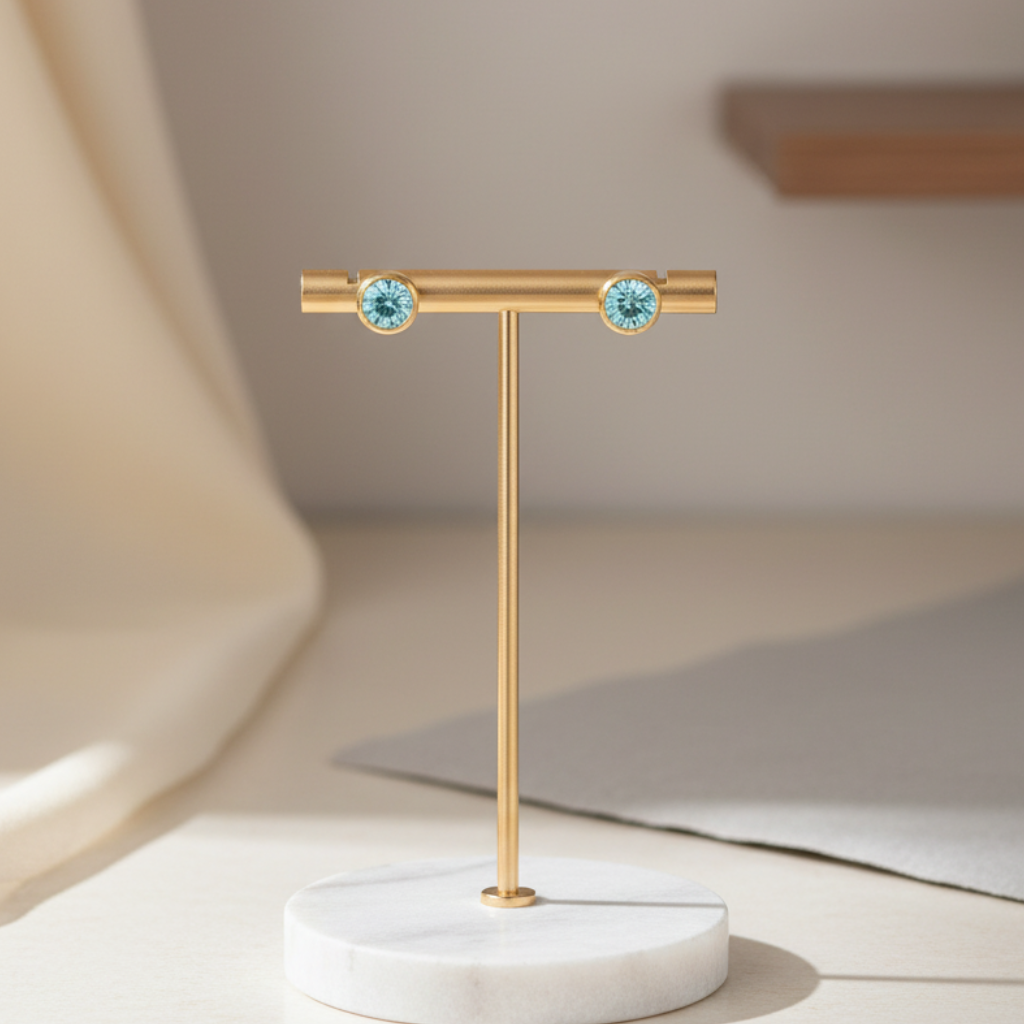 Aquamarine Birthstone Studs