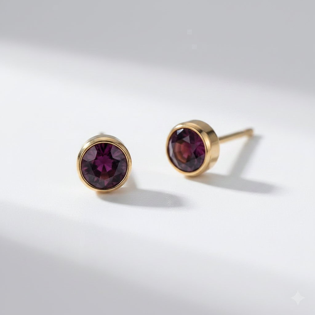 Garnet Birthstone Studs