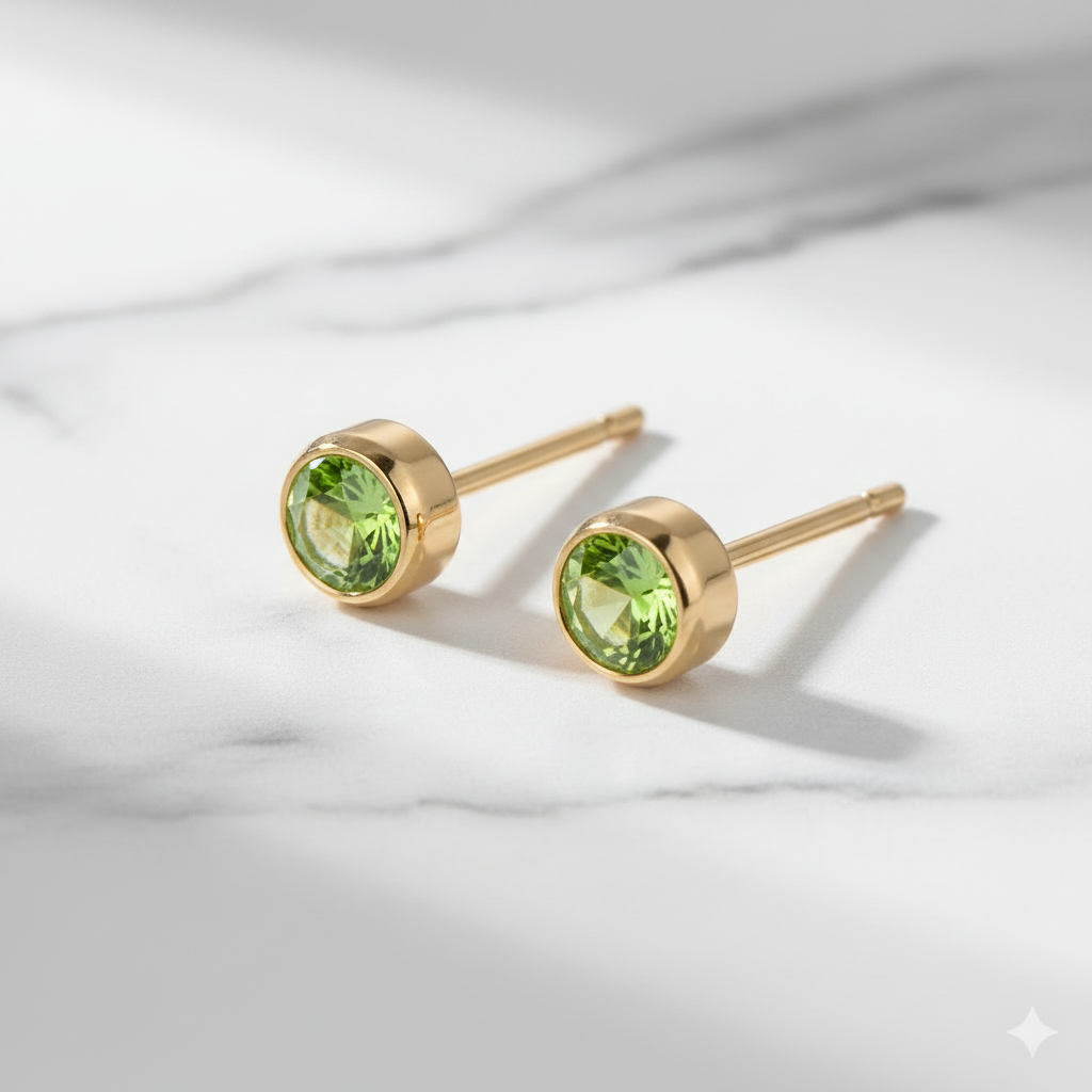 Peridot Birthstone Studs