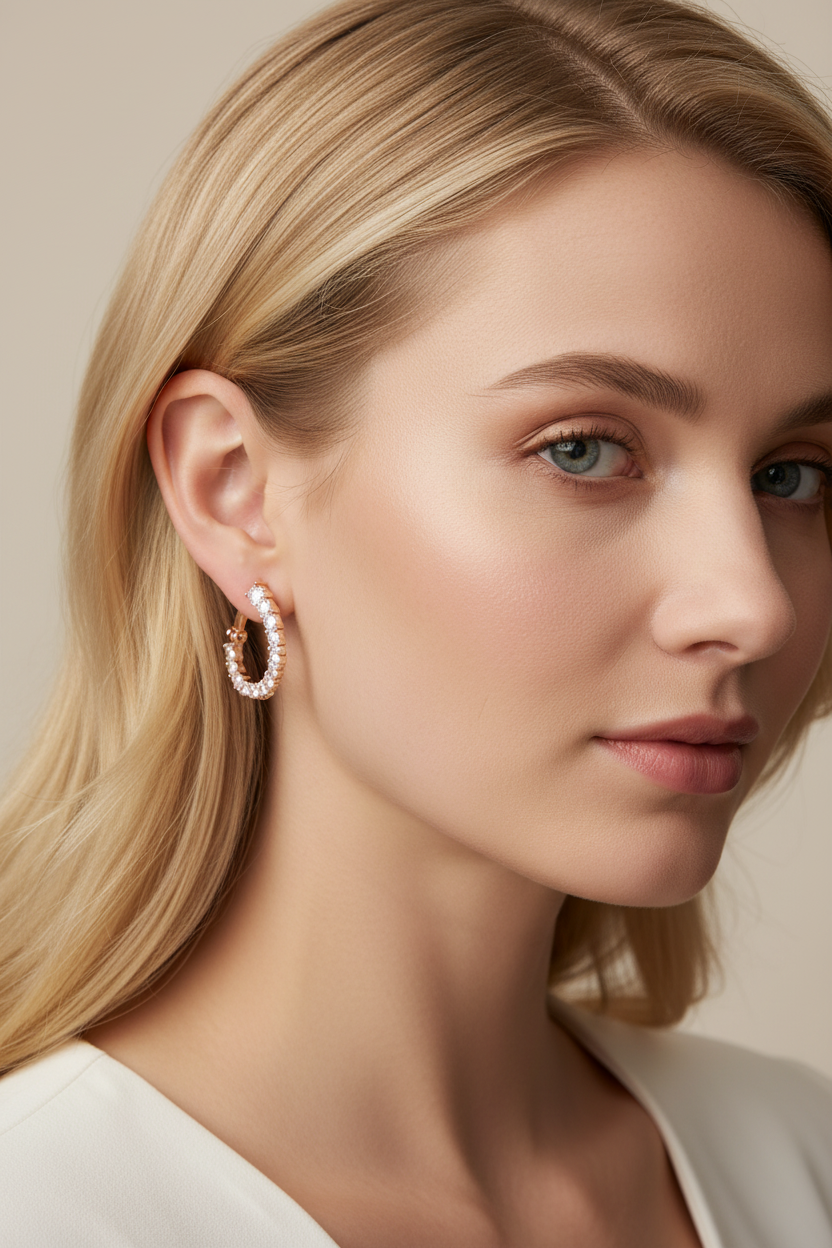 Elegant Rounded Zirconia Earrings