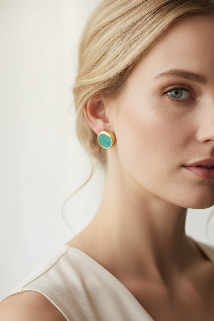 Vintage Turquoise Earrings in Gold