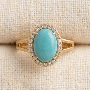 By Sophi Blue Opal Vintage Ring flat-lay on warm cream