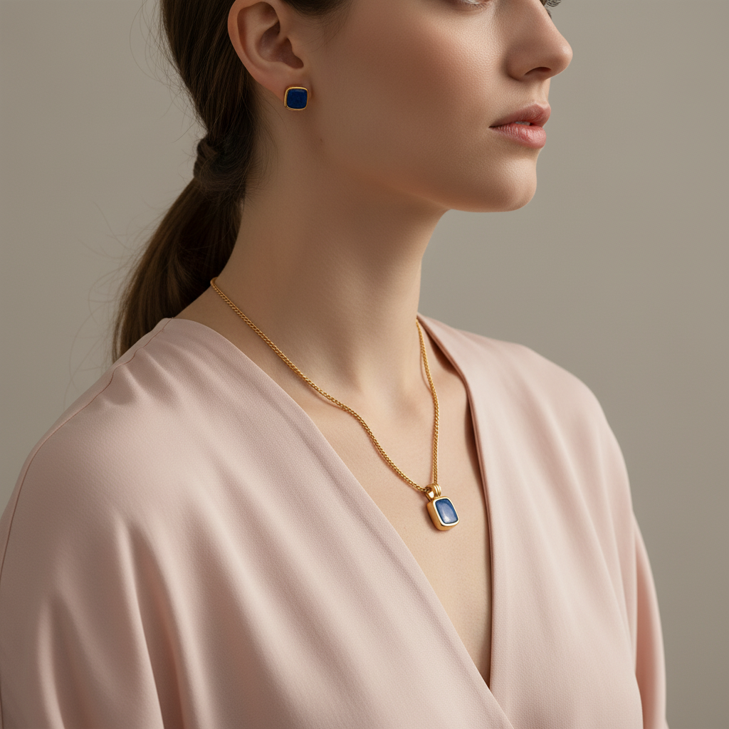 Blue Stone Gold Necklace