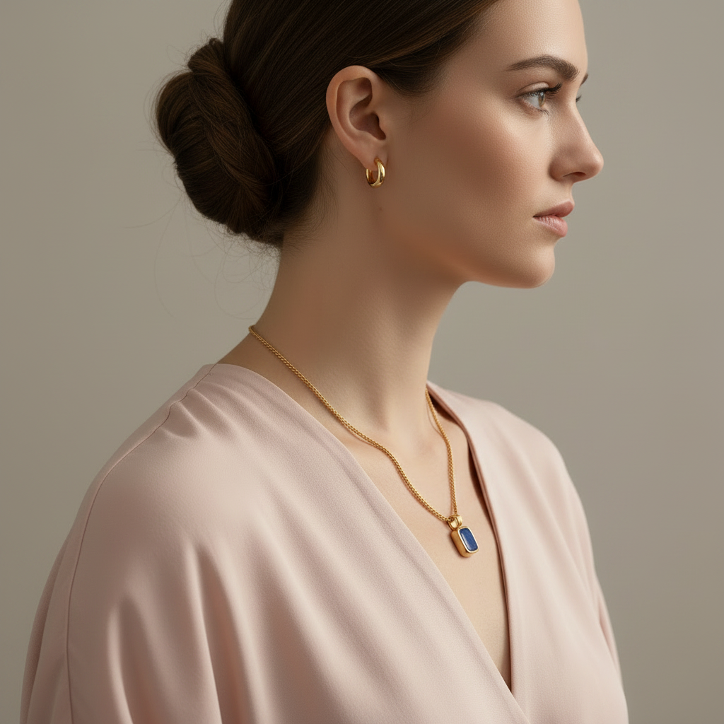 Blue Stone Gold Necklace