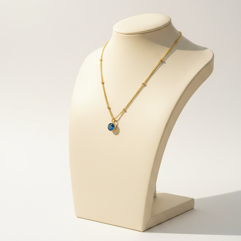 Blue Topaz Birthstone Pendant Necklace