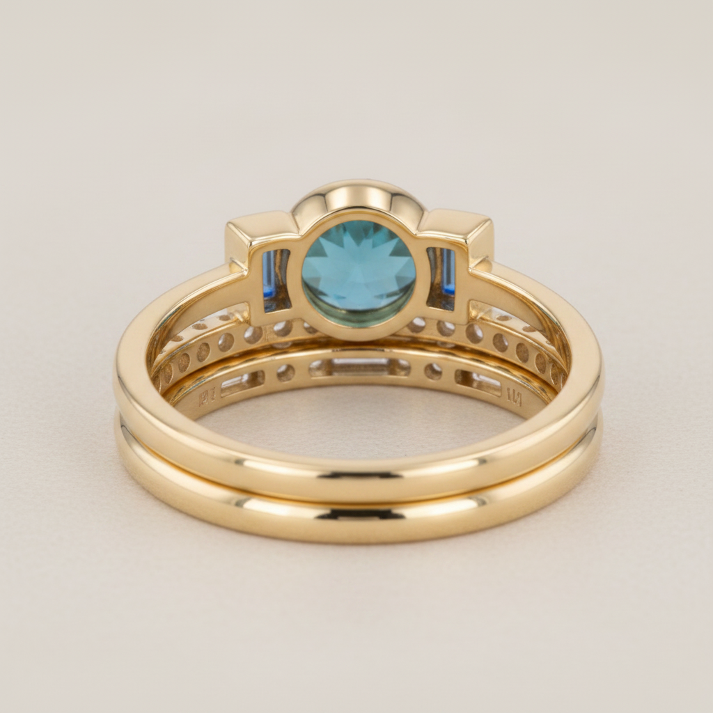 Vintage Elegant Blue Zirconia Ring Set