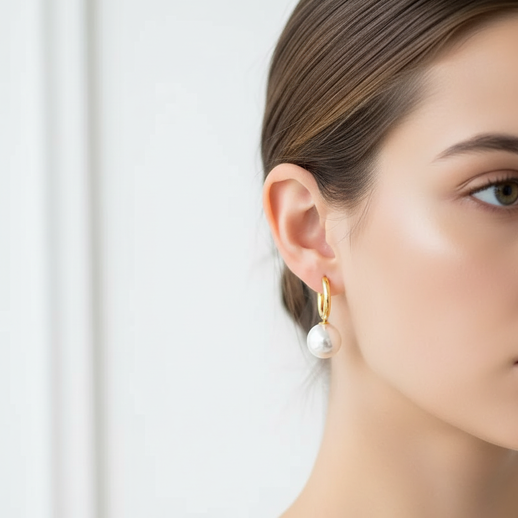 Elegant Earrings with Gold Beads