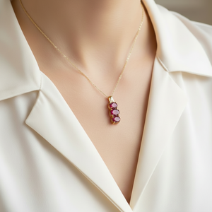 Composite Ruby Pendant Necklace in Sterling Silver