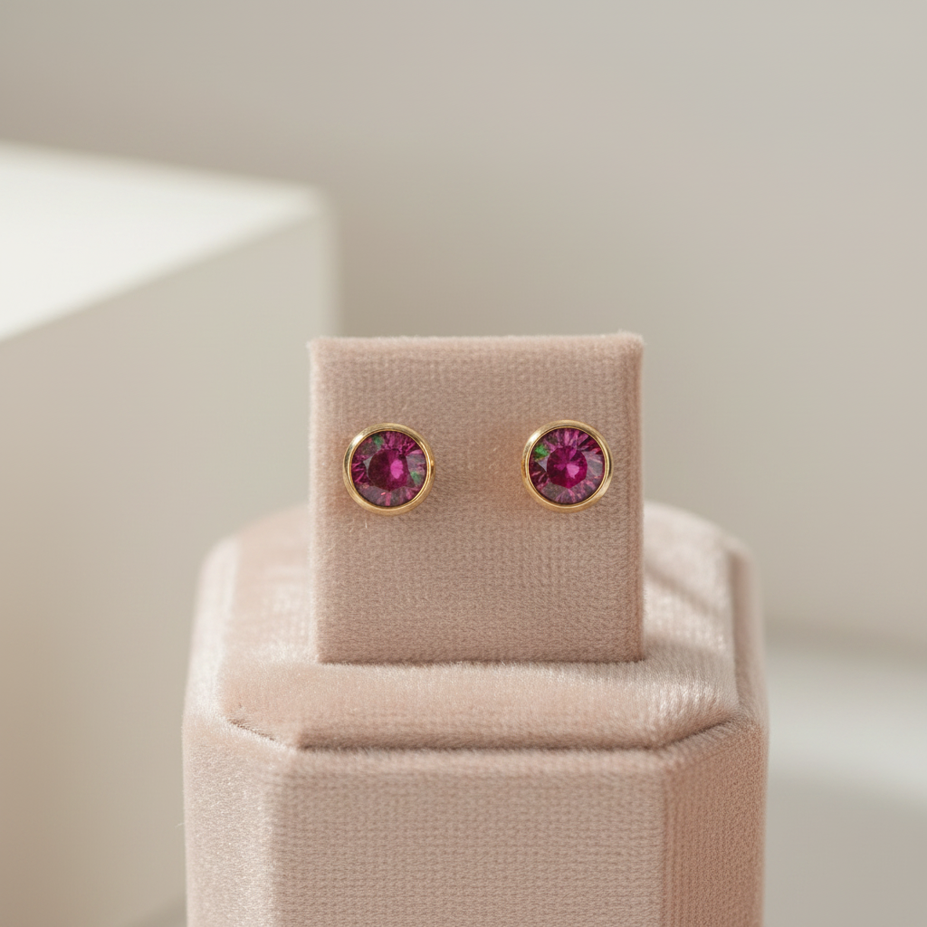 Deep pink Birthstone Studs