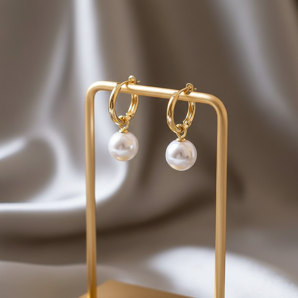 Elegant Earrings with Gold Beads