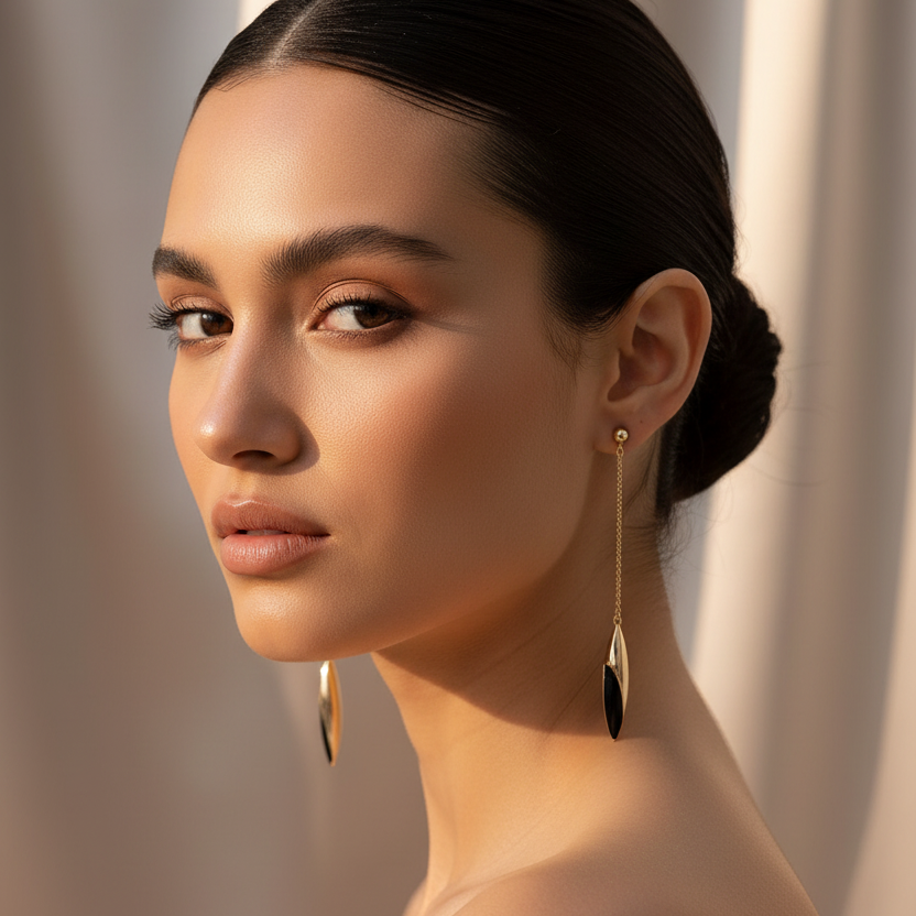 Black Gold Plated Earrings | By Sophi