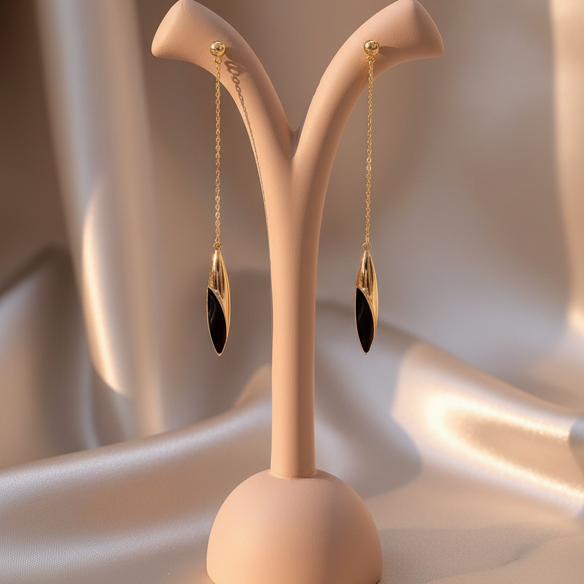 Black Gold Plated Earrings | By Sophi