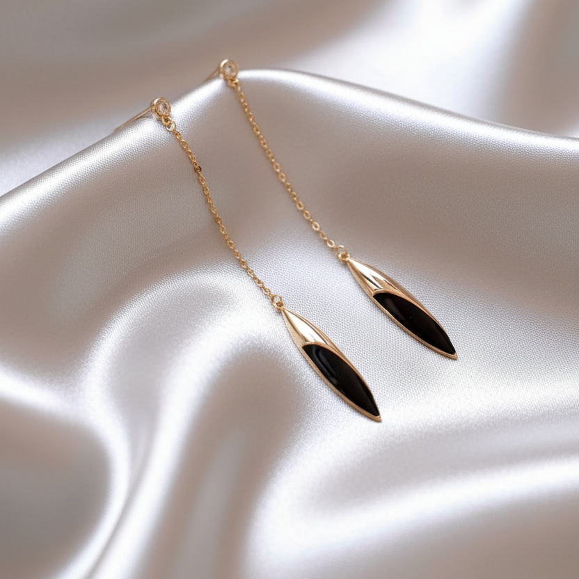 Black Gold Plated Earrings | By Sophi