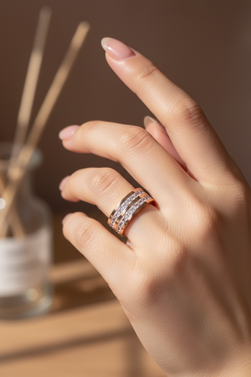 Elegant Inlaid Zirconia Ring